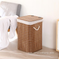 Large capacity bamboo frame laundry basket with lid